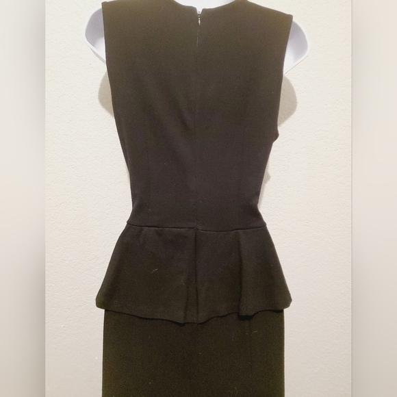 French Connection Sleeveless Black Sheath Peplum Midi Pencil Dress Size 8 LBD - Picture 6 of 9